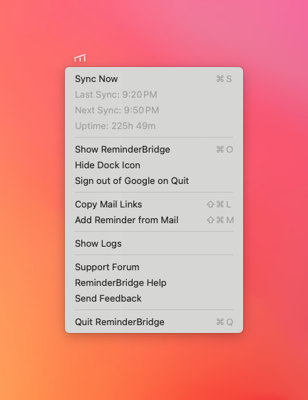 ReminderBridge Menu Bar Application